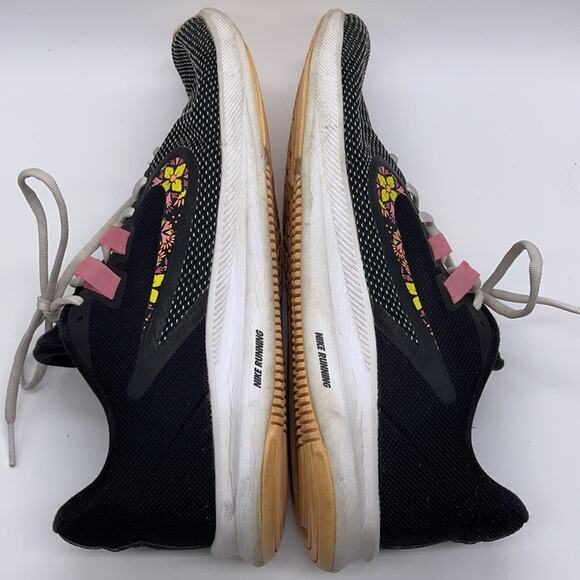 Nike Downshifter 9 Running Athletic Shoes Black Pink Yellow Floral Swoosh Size 9 - Picture 5 of 11